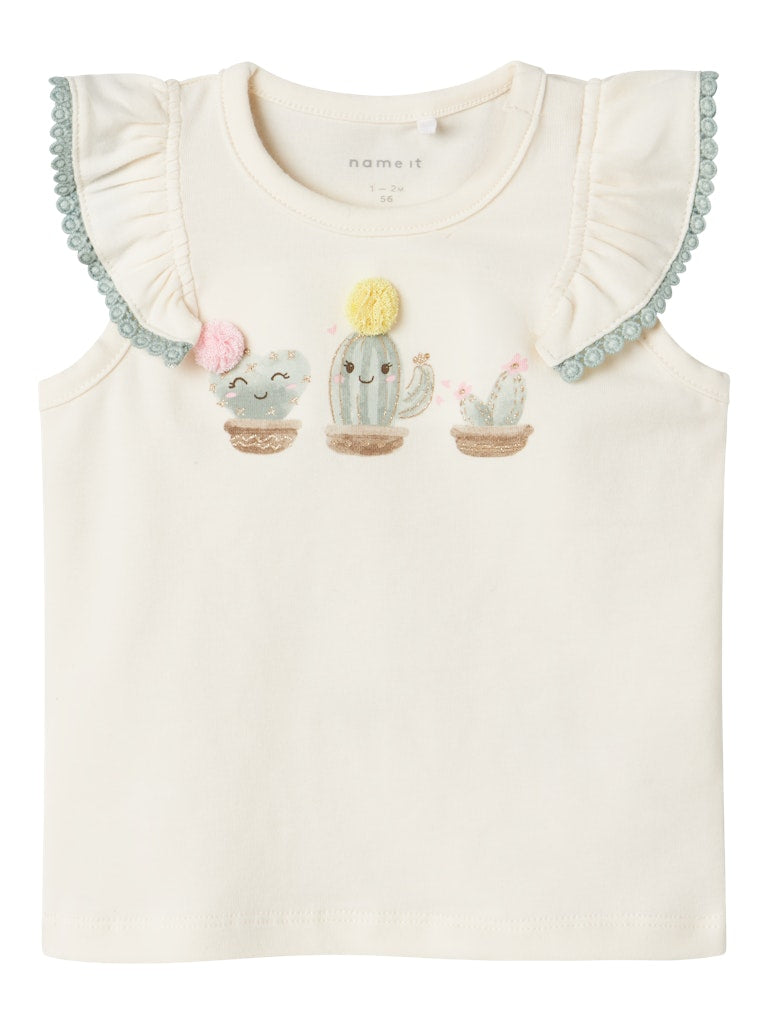 NAME IT Jodie Cap Sleeve Cloud Dancer Top Cloud Dancer front view