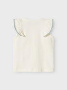 NAME IT Jodie Cap Sleeve Cloud Dancer Top Cloud Dancer model front view