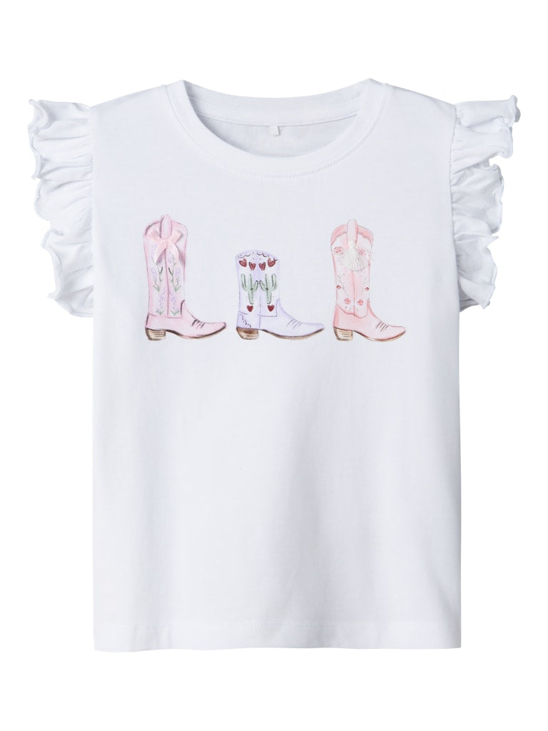 NAME IT Hadia Bright White Top Bright White model front view