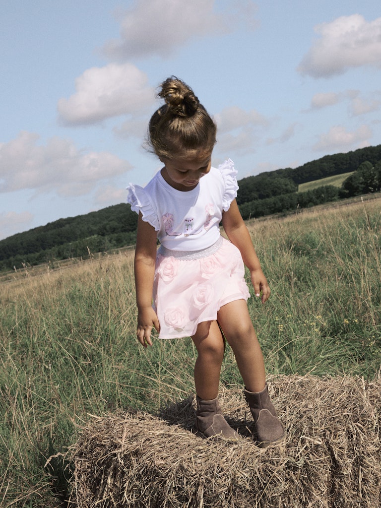 Hadia Bright White Top-Toddler wearing view