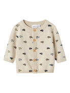 Newborn Hurry Long Sleeve Knit Cardigan-Peyote Melange-Front View