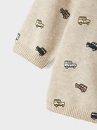 Newborn Hurry Long Sleeve Knit Cardigan-Peyote Melange-Close Up View