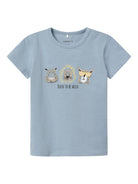 NAME IT Joggie Short Sleeve Top Dusty Blue model front view