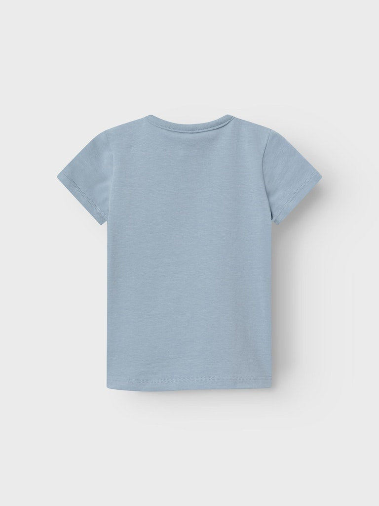 NAME IT Joggie Short Sleeve Top Dusty Blue flat front view