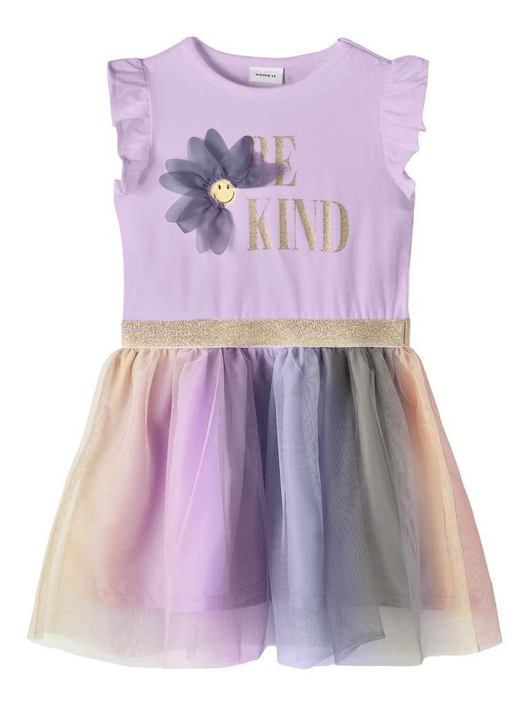 Girl's Orchid Bloom Farra Happy Short Sleeve Dress-Front View