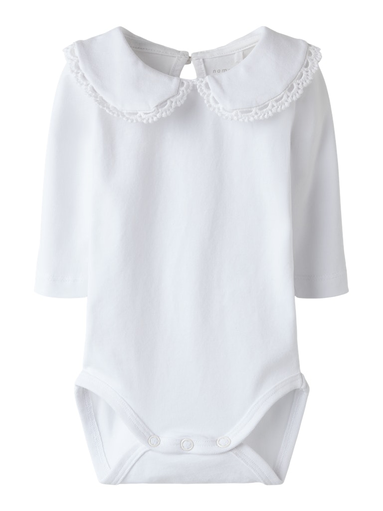 NAME IT Felia Long Sleeve Bodysuit-Bright White Bright White front view