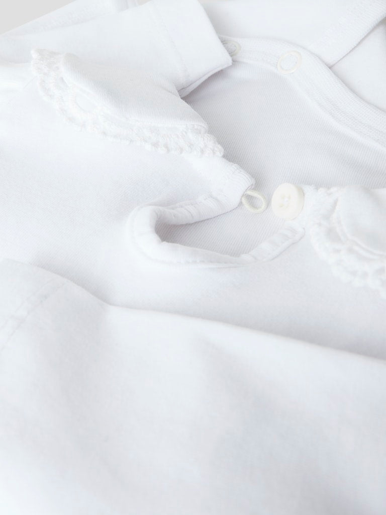 Felia Long Sleeve Bodysuit-Bright White-Button Detail