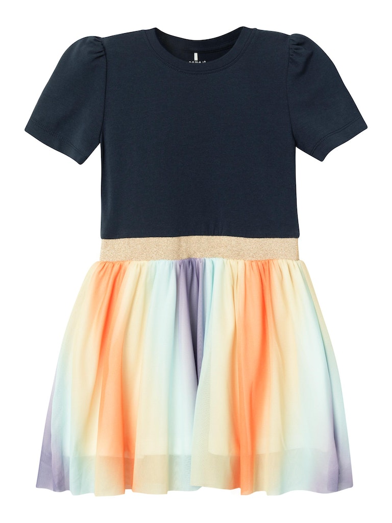 Girl's Dark Sapphire Josia Short Sleeve Dress-Front View