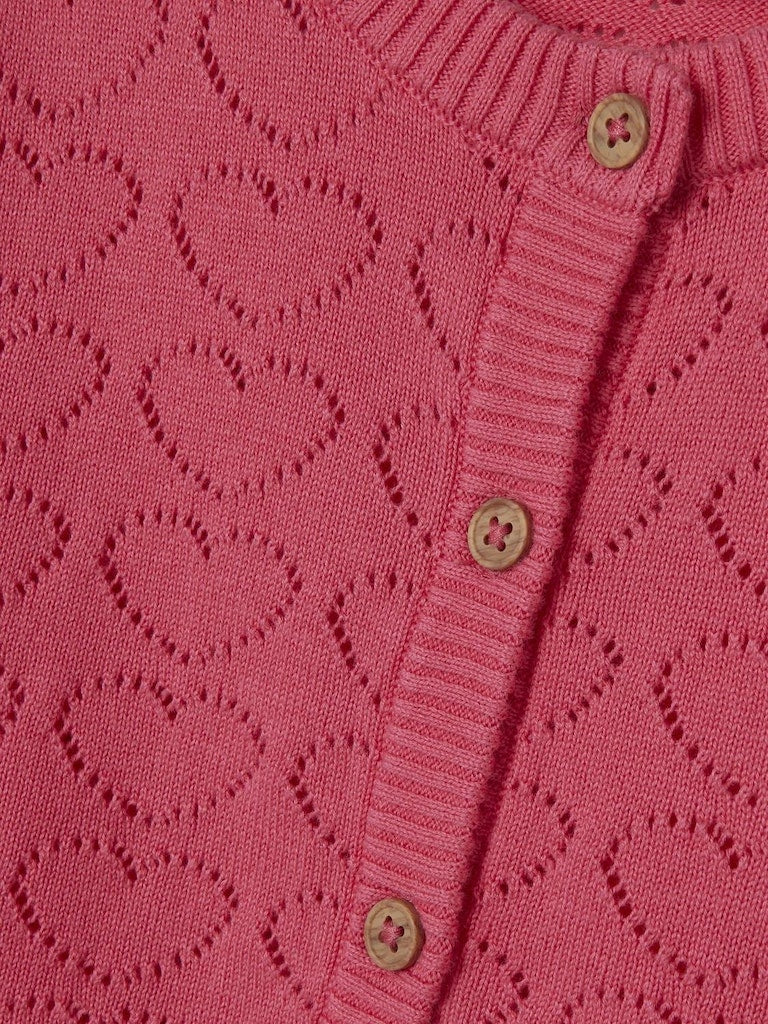 Girl's Desillo Long Sleeve Knit Cardigan-Camellia Rose-Close Up View