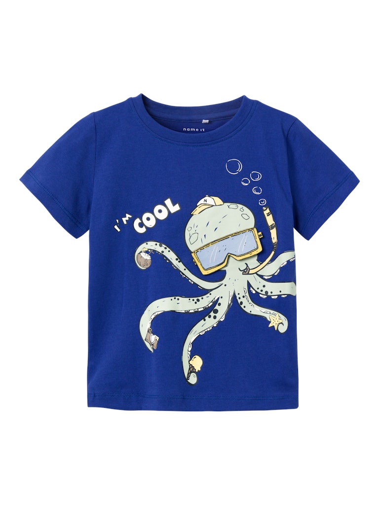 Boy's Freddis Short Sleeve Top-Clematis Blue-Front VIew