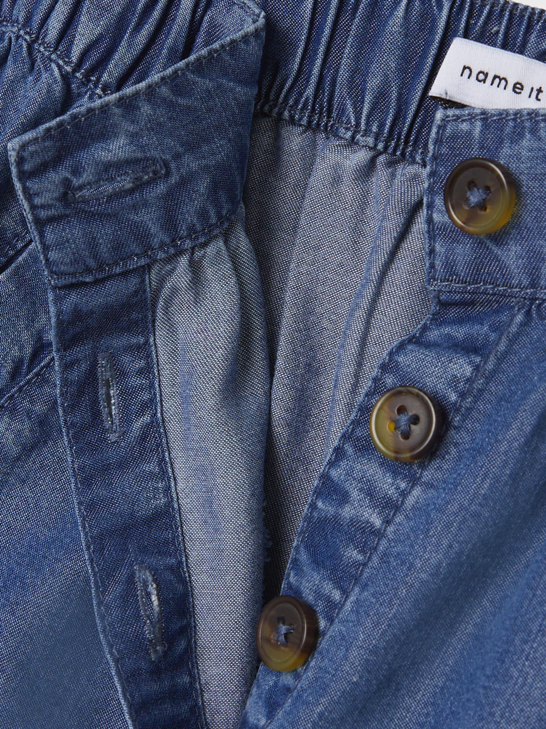 Baseesee Skirt-Medium Blue Denim-Button detail view