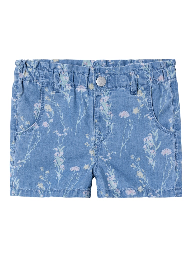 Girl's Bella Baggy Dennm Shorts 9621-Medium Blue Denim-Front View