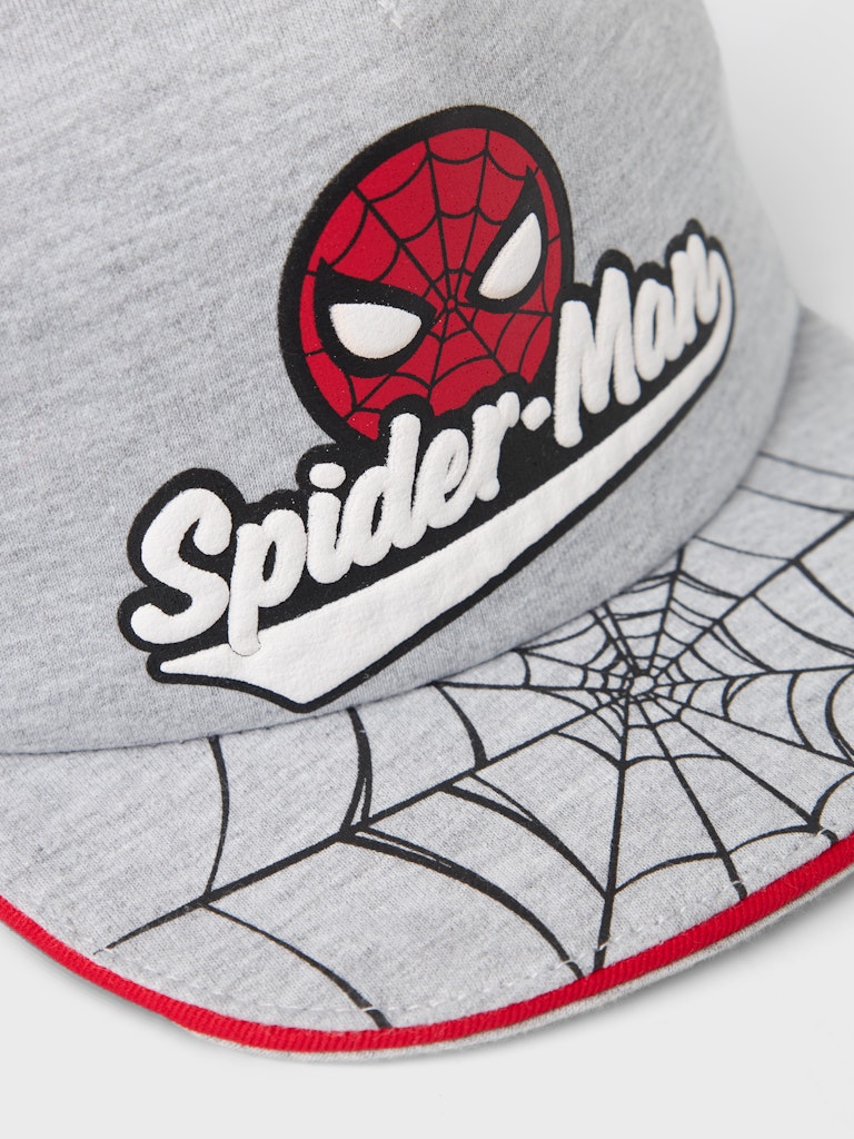 Boy's Marks Spiderman Cap Light Grey Melange-Close Up View