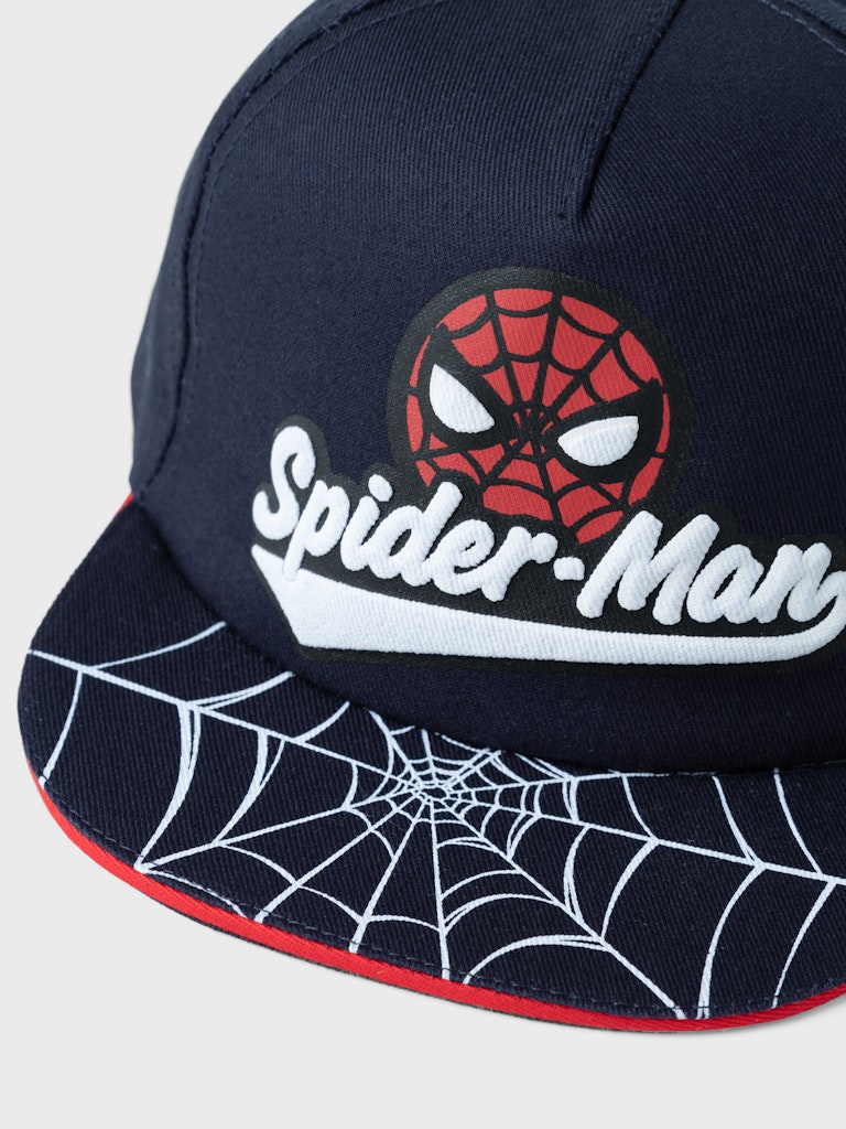 NAME IT Marks Spiderman Cap Dark Sapphire flat front view