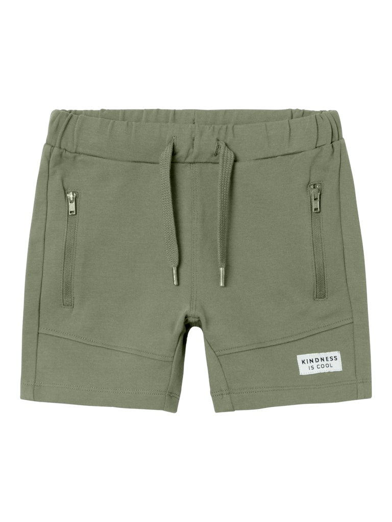 Boy's Jeppe Sweat Long Shorts-Oil Green-Front View