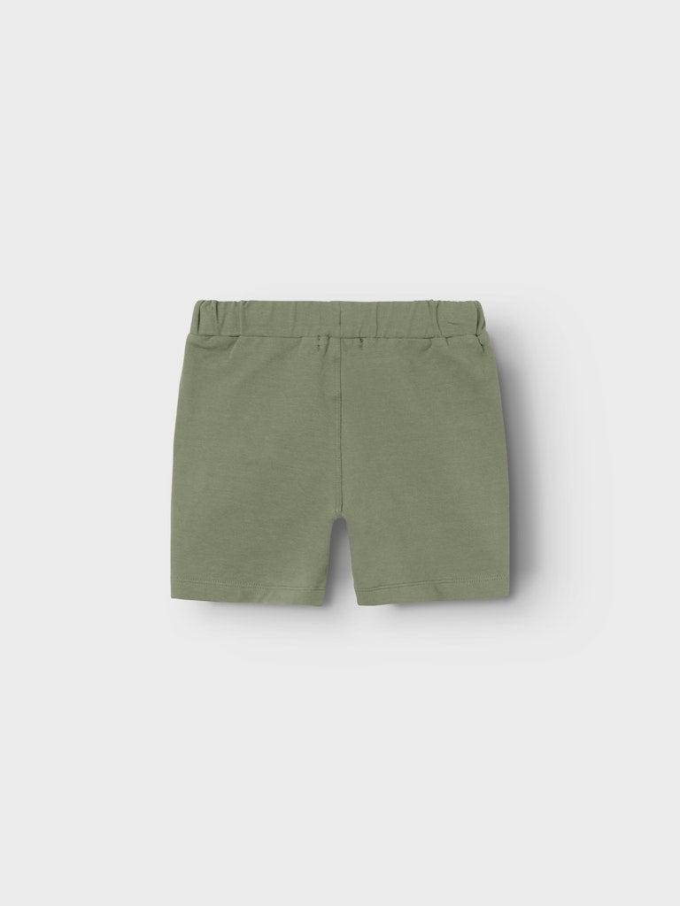 Boy's Jeppe Sweat Long Shorts-Oil Green-Back View