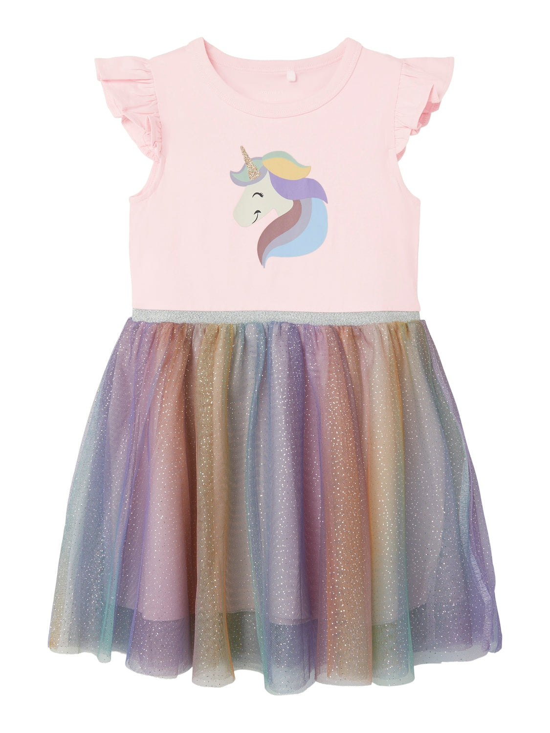 Girl's Happi Short Sleeve Dress-Parfait Pink-Front View