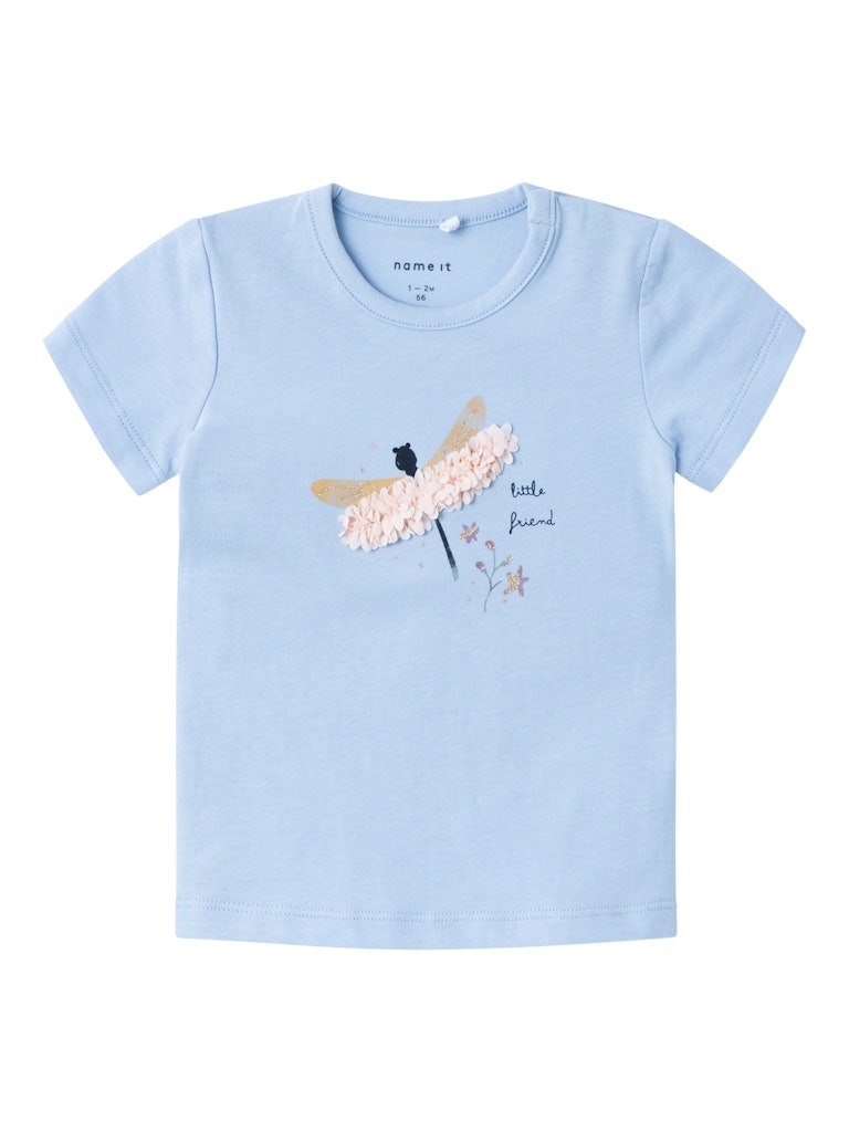NAME IT Hyria Short Sleeve Top-Chambray Blue Chambray Blue front view