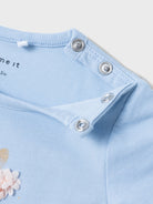 NAME IT Hyria Short Sleeve Top-Chambray Blue Chambray Blue model front view