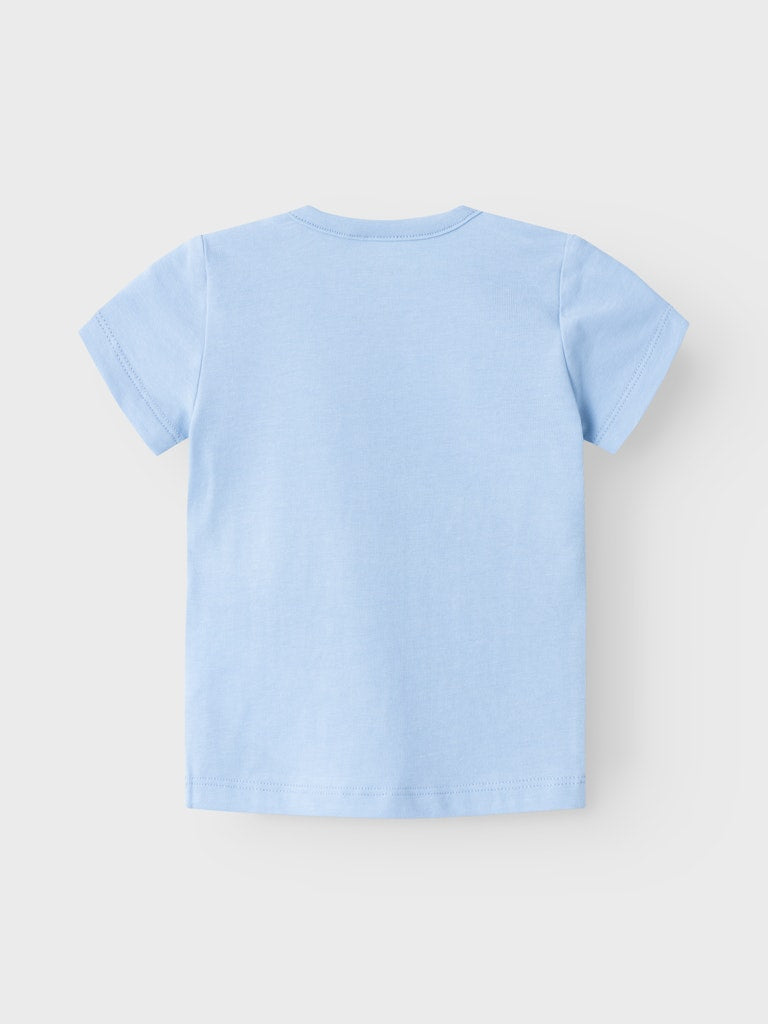 Girl's Hyria Short Sleeve Top-Chambray Blue-Back View