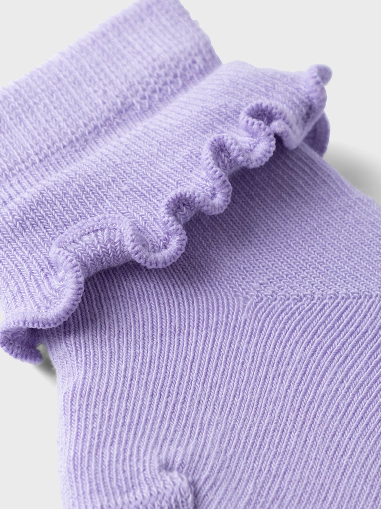 Girl's Jaschas Sock-Purple Rose-Close Up View
