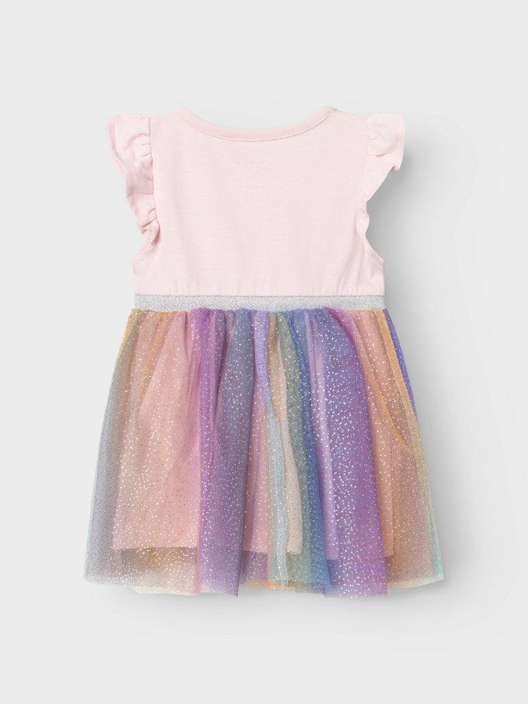 NAME IT Happi Short Sleeve Dress -Parfait Pink Parfait Pink model front view