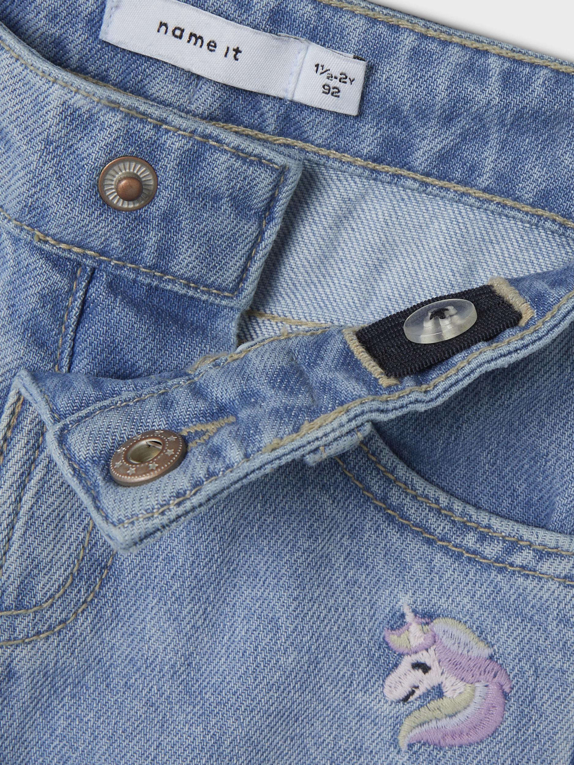 Girl's Bella Shaped Jeans 3285-Light Blue Denim-Waist View