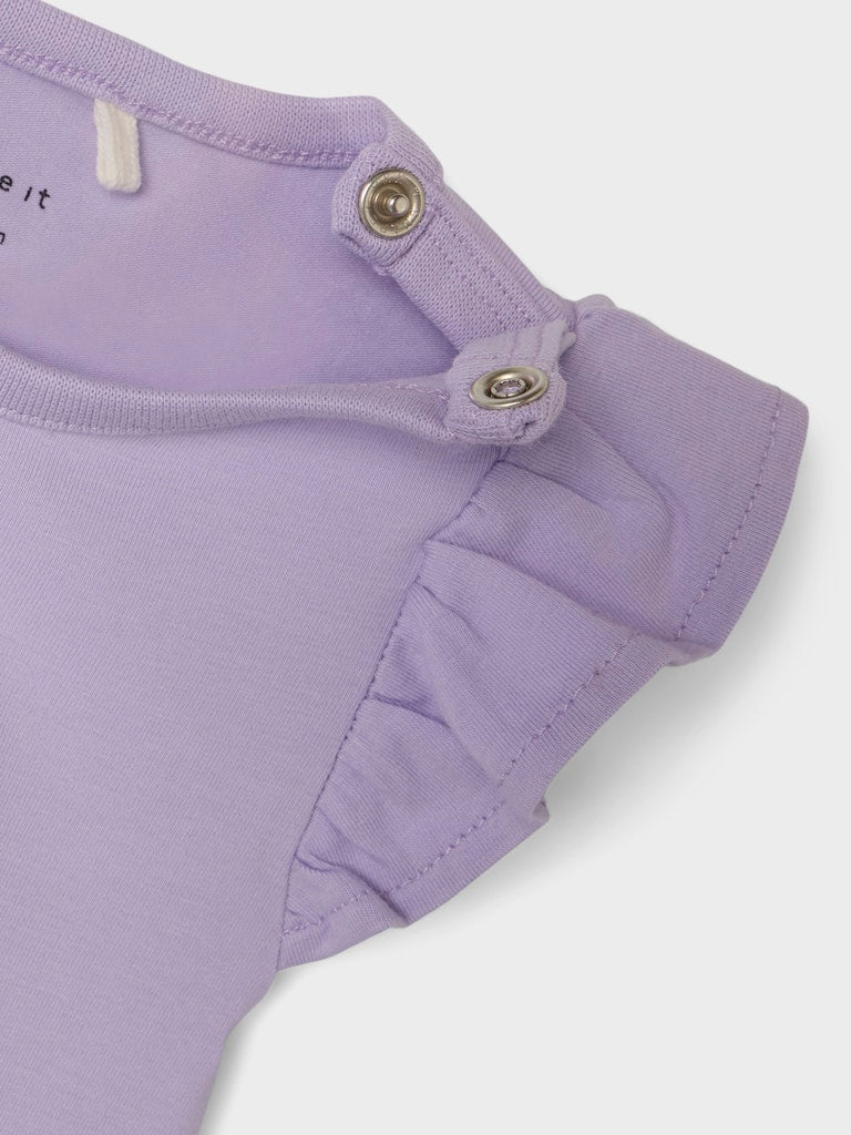 Happi Short Sleeve Dress -Purple Rose-Shoulder fastening