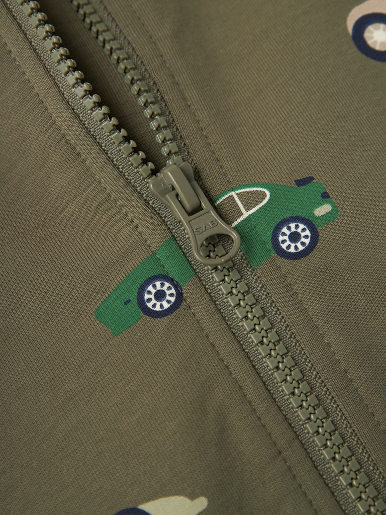 Brais Dusty Olive Sweat Zip Cardigan-Zip detail