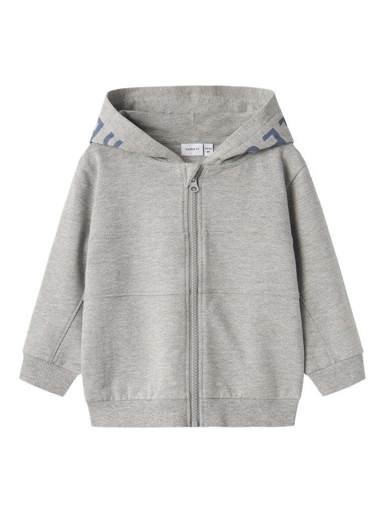 Boy's Temas Sweat Cardigan-Grey Melange-Front View