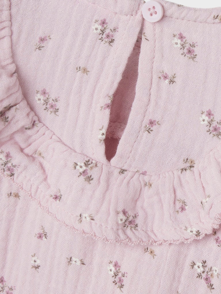 Newborn Detone Long Sleeve Dress-Light Lilac-Close Up View