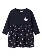 NAME IT Valona Long Sleeve Sweat Dress-Dark Sapphire Dark Sapphire front view