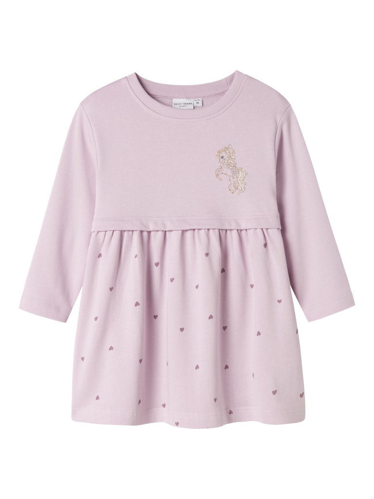 Girl's Valona Long Sleeve Sweat Dress-Winsome Orchid-Front View