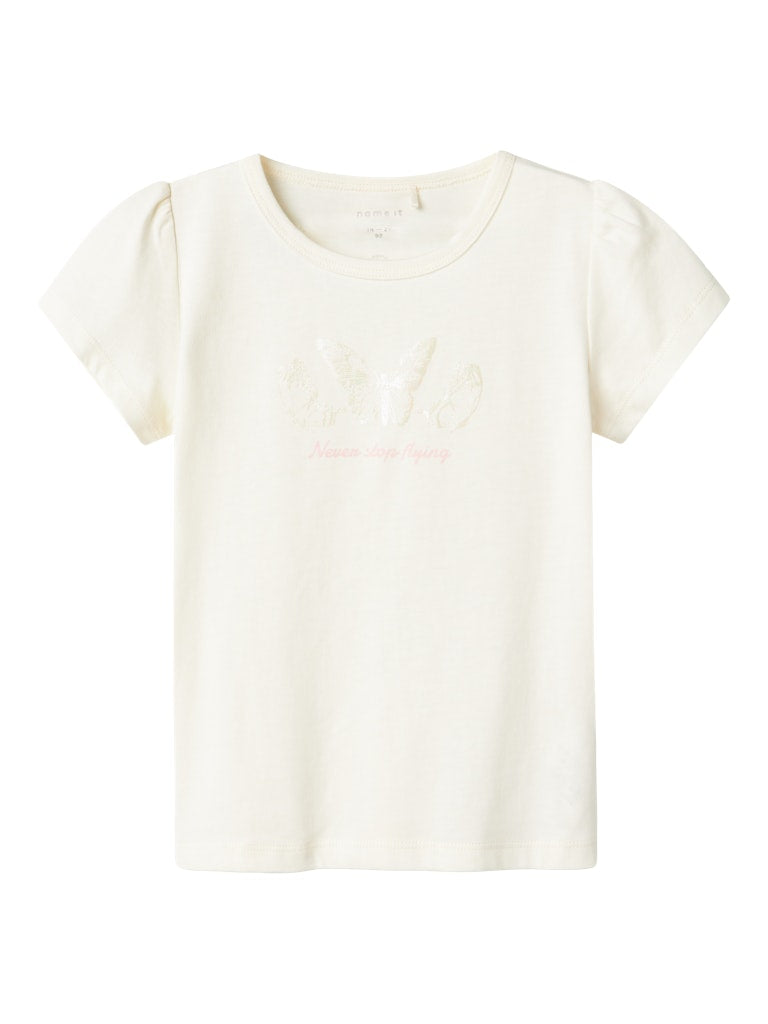 Mini Girl's Dunni Short Sleeve Top-Cloud Dancer-Front View