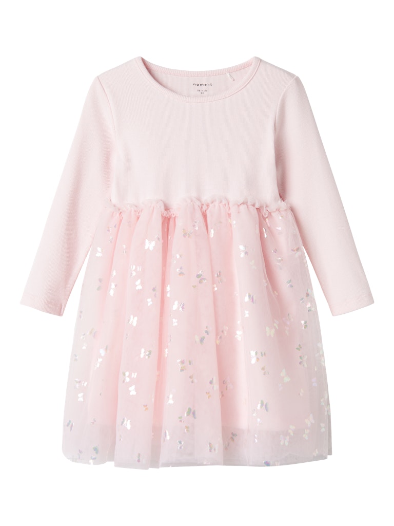 Mini Girl Dubutterfly Long Sleeve Dress-Ballerina-Front View