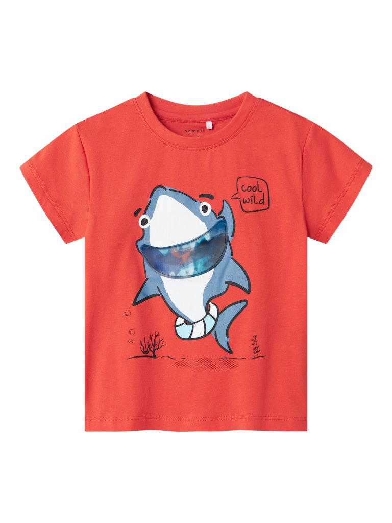 Mini Boy's Fish Short Sleeve Top-Paprika-Front View