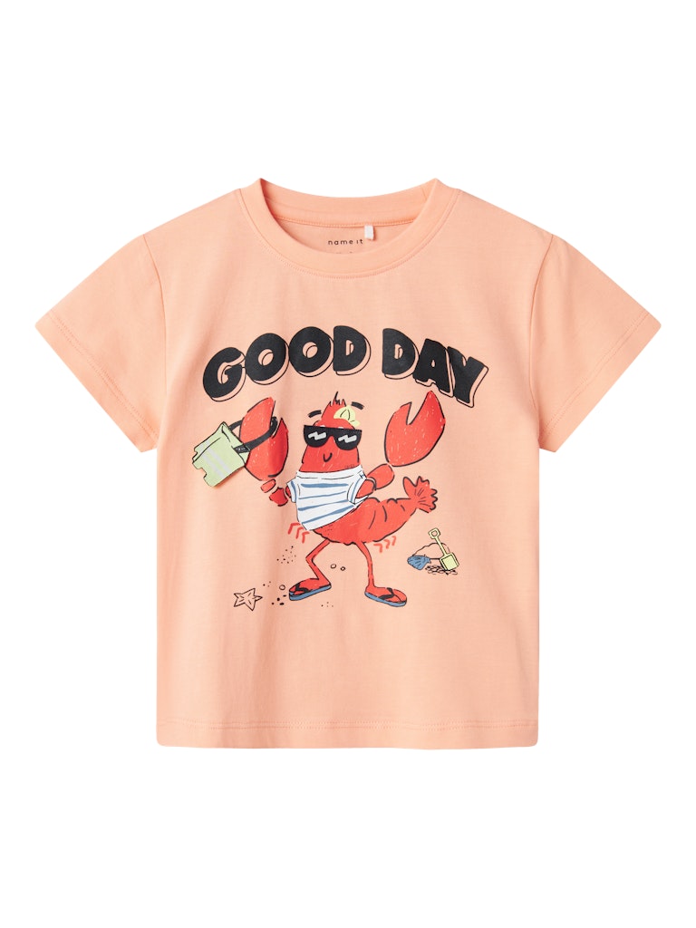 Mini Boy's Fish Short Sleeve Top-Peach Pearl-Front View