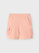 NAME IT Oli Sweat Shorts-Peach Pearl Peach Pearl model front view