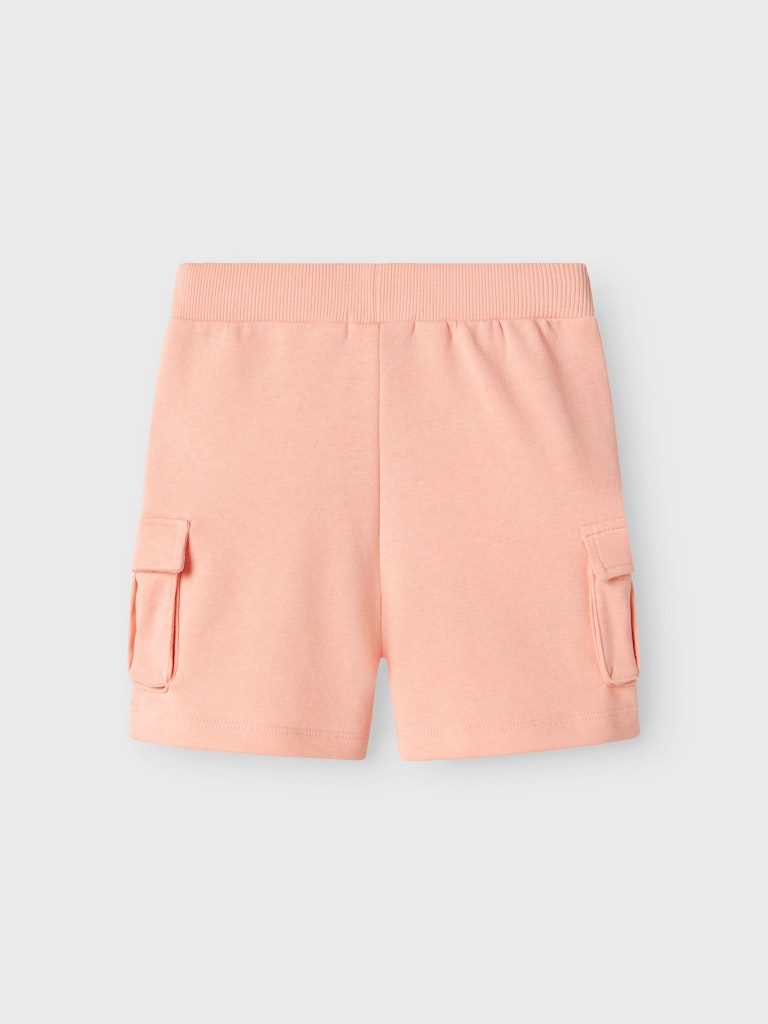 NAME IT Oli Sweat Shorts-Peach Pearl Peach Pearl model front view