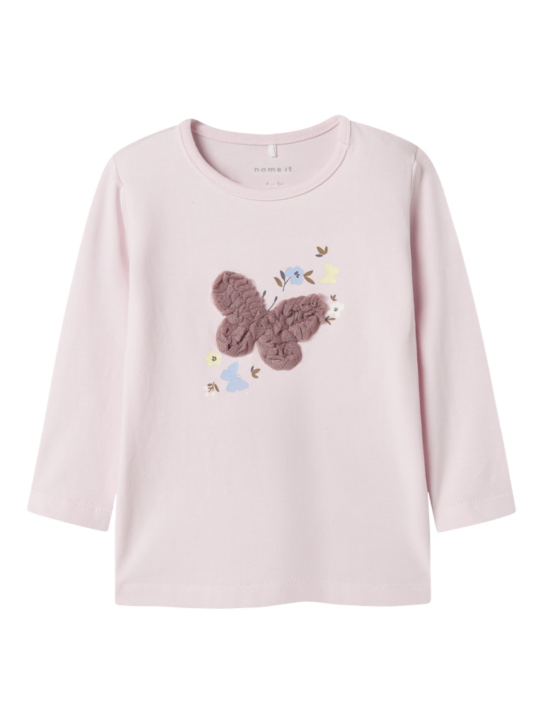 Mini Girl Dine Long Sleeve Top - Light Lilac-Front View