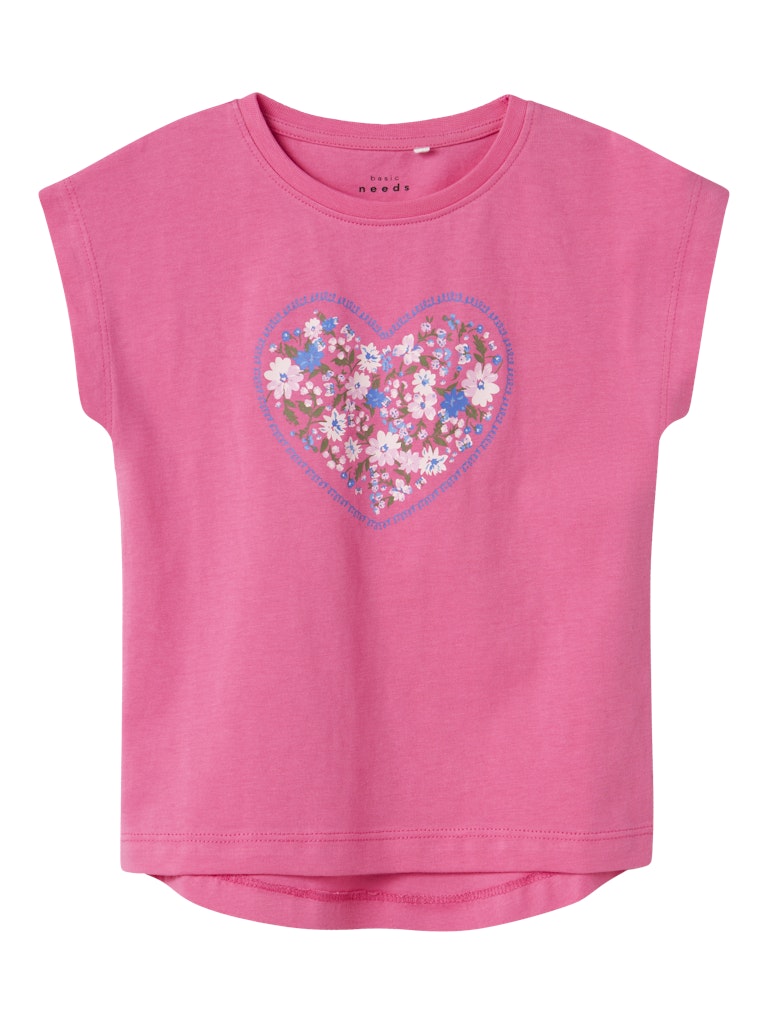 Mini Girl's Vigea Cap Sleeve Top-Carmine Rose-Front View