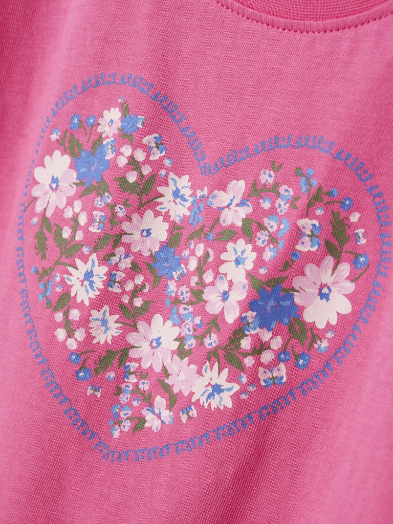 Mini Girl's Vigea Cap Sleeve Top-Carmine Rose-Close Up View