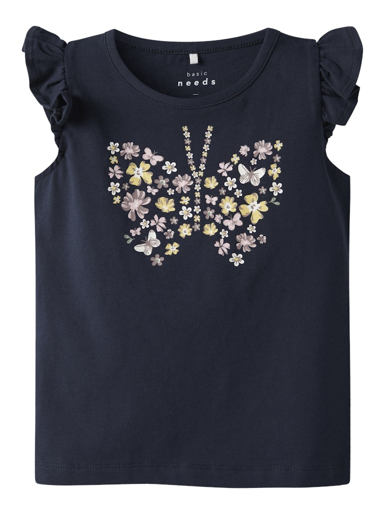 Mini Girl Vayana Cap Sleeve Top-Navy Blazer-Front View