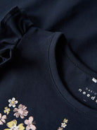 Mini Girl Vayana Cap Sleeve Top-Navy Blazer-Close Up View