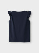 Mini Girl Vayana Cap Sleeve Top-Navy Blazer-Back View