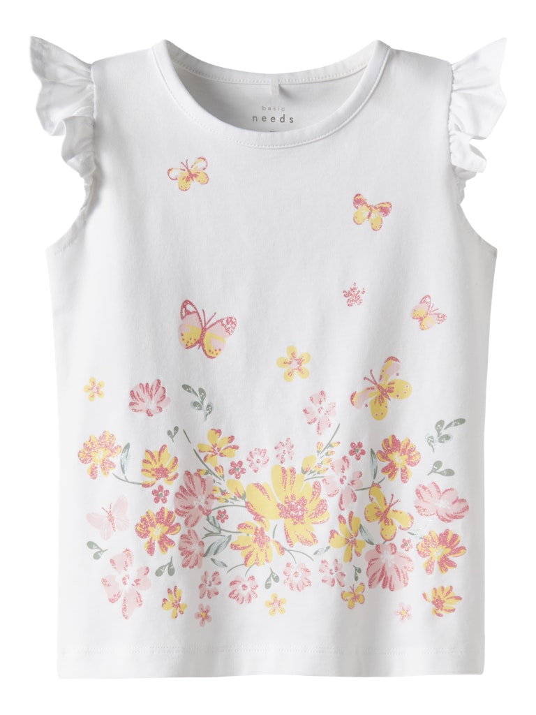 Mini Girl's Vayana Cap Sleeve Top-Bright White-Front View