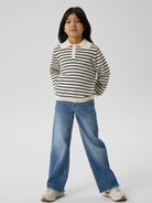 NAME IT Danja Long Sleeve Polo Knit-Whisper White Whisper White model front view