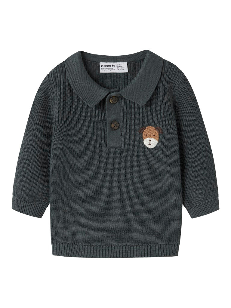Boys Tant Long Sleeve Knit Polo-Urban Chic-Front View
