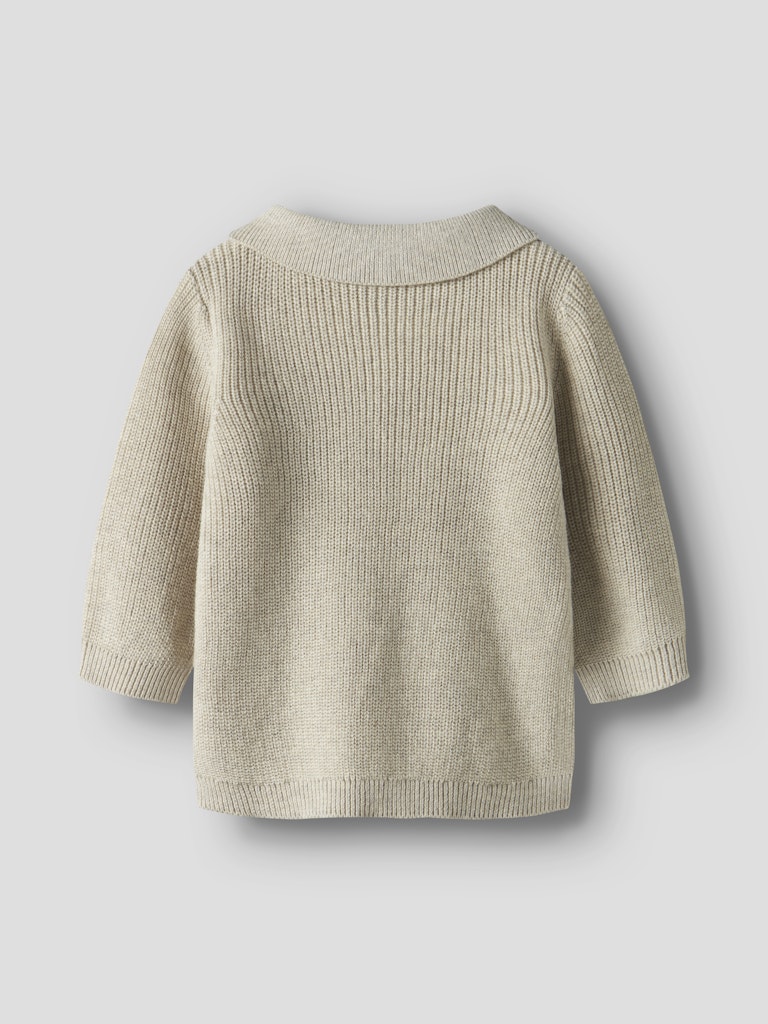 Boys Tant Long Sleeve Knit Polo-Peyote Melange-Back View