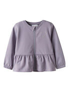 NAME IT Taika Sweat Cardigan Lavender Gray model front view
